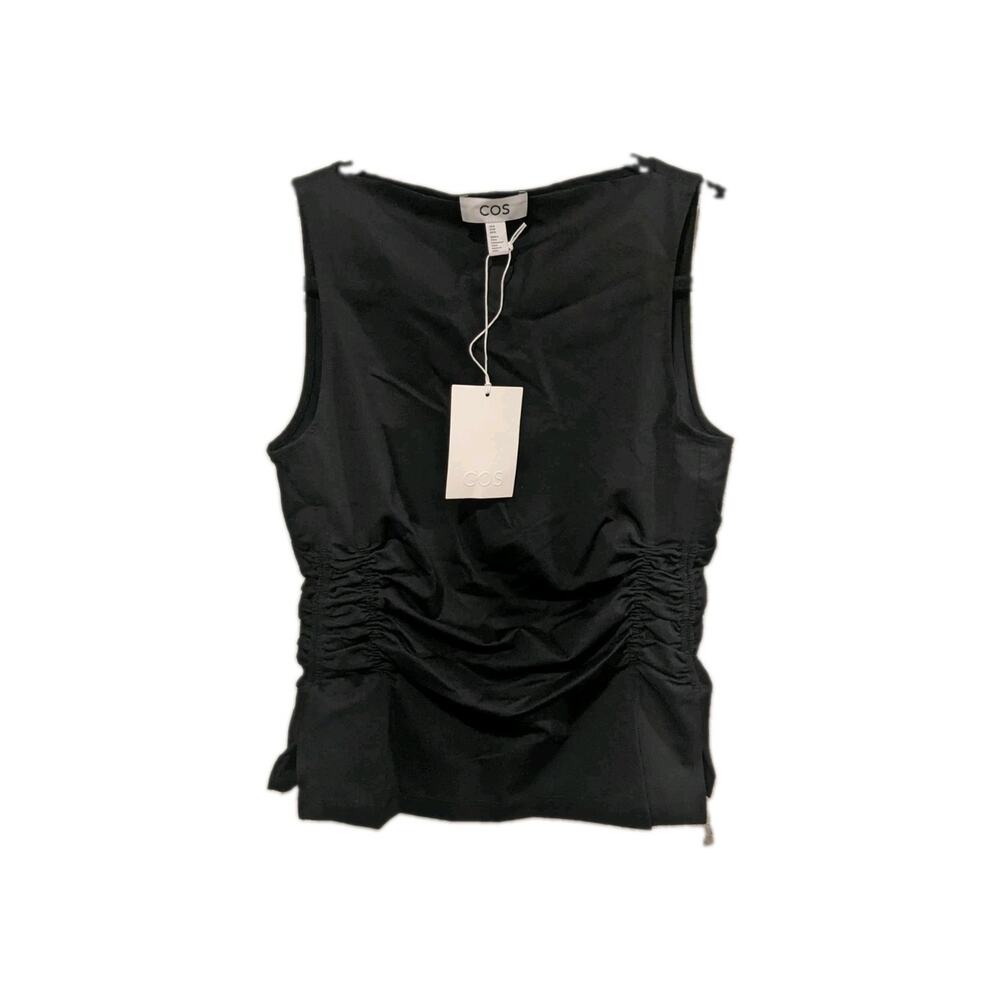 COS RUCHED-WAIST COTTON-JERSEY TANK TOP Black Women's M NWT